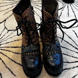 Spring Step L’Artiste Severity Black and Brown Lace-Up Boots